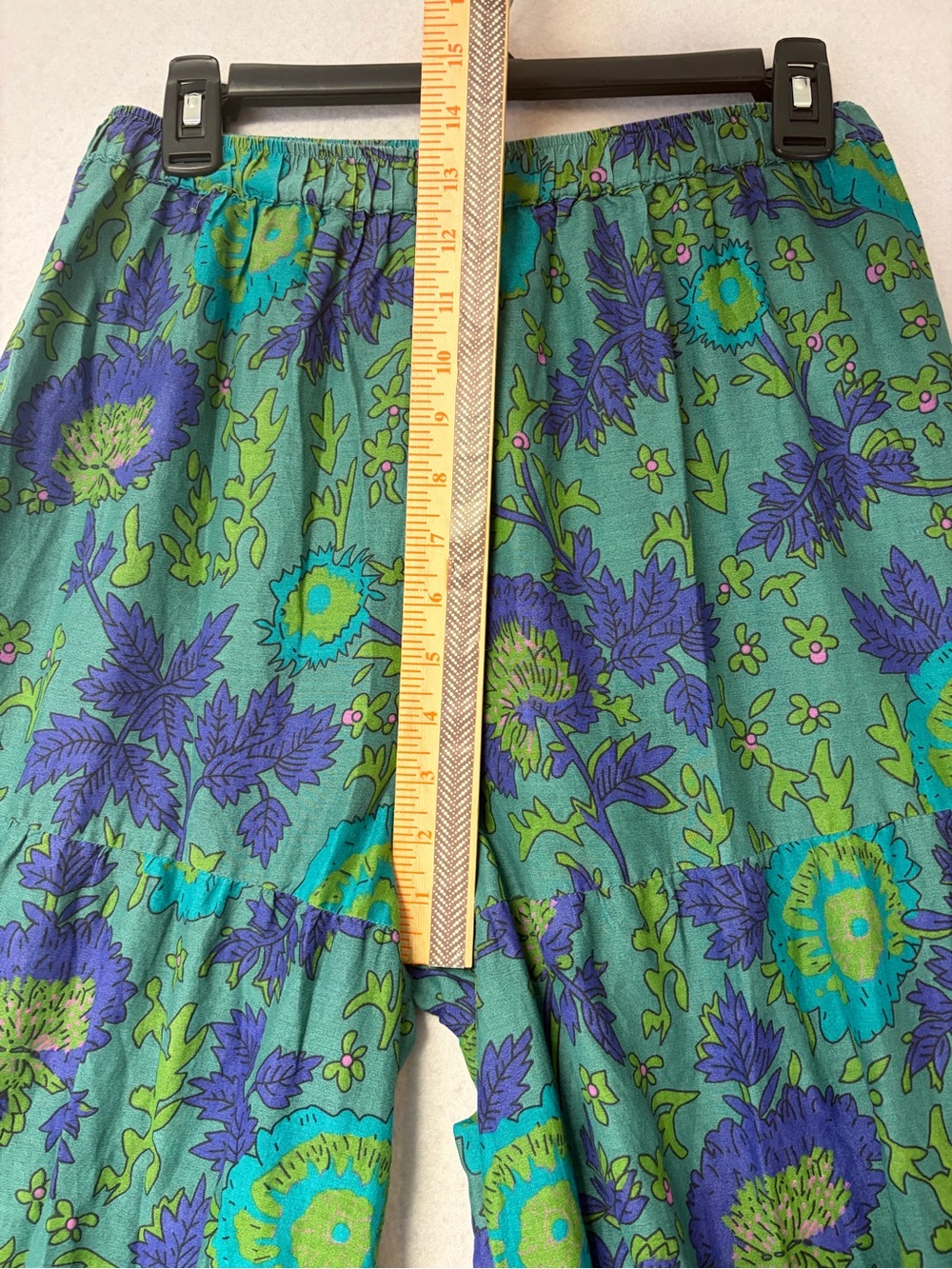 Natural Life Patti Palazzo Pants Floral Tiered Cotton Wide Leg Boho Green Size M - Picture 9 of 10